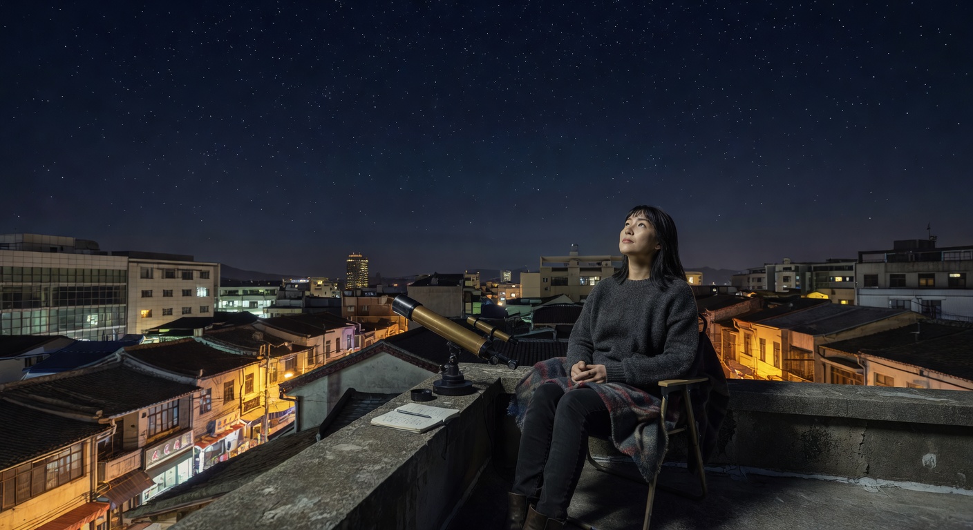 Solo traveler stargazing