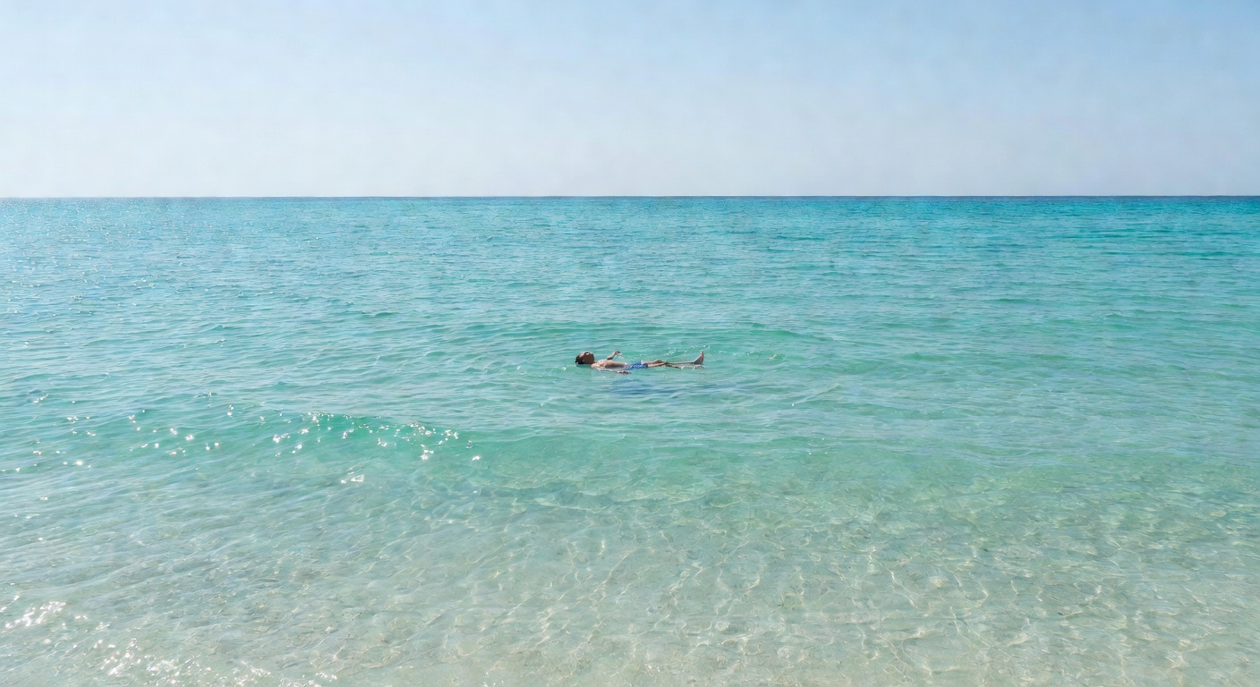 Solo swimmer in ocean waves