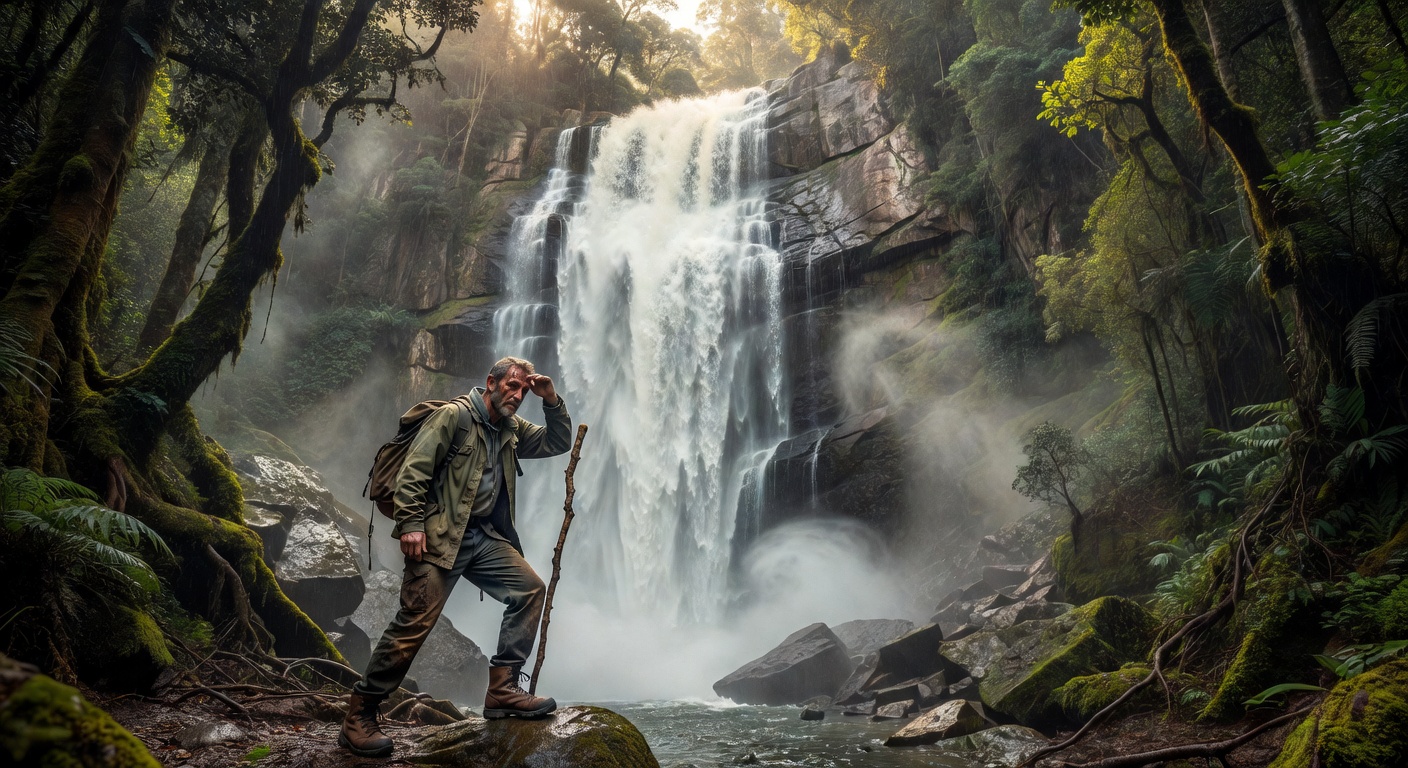 Solo waterfall adventurer